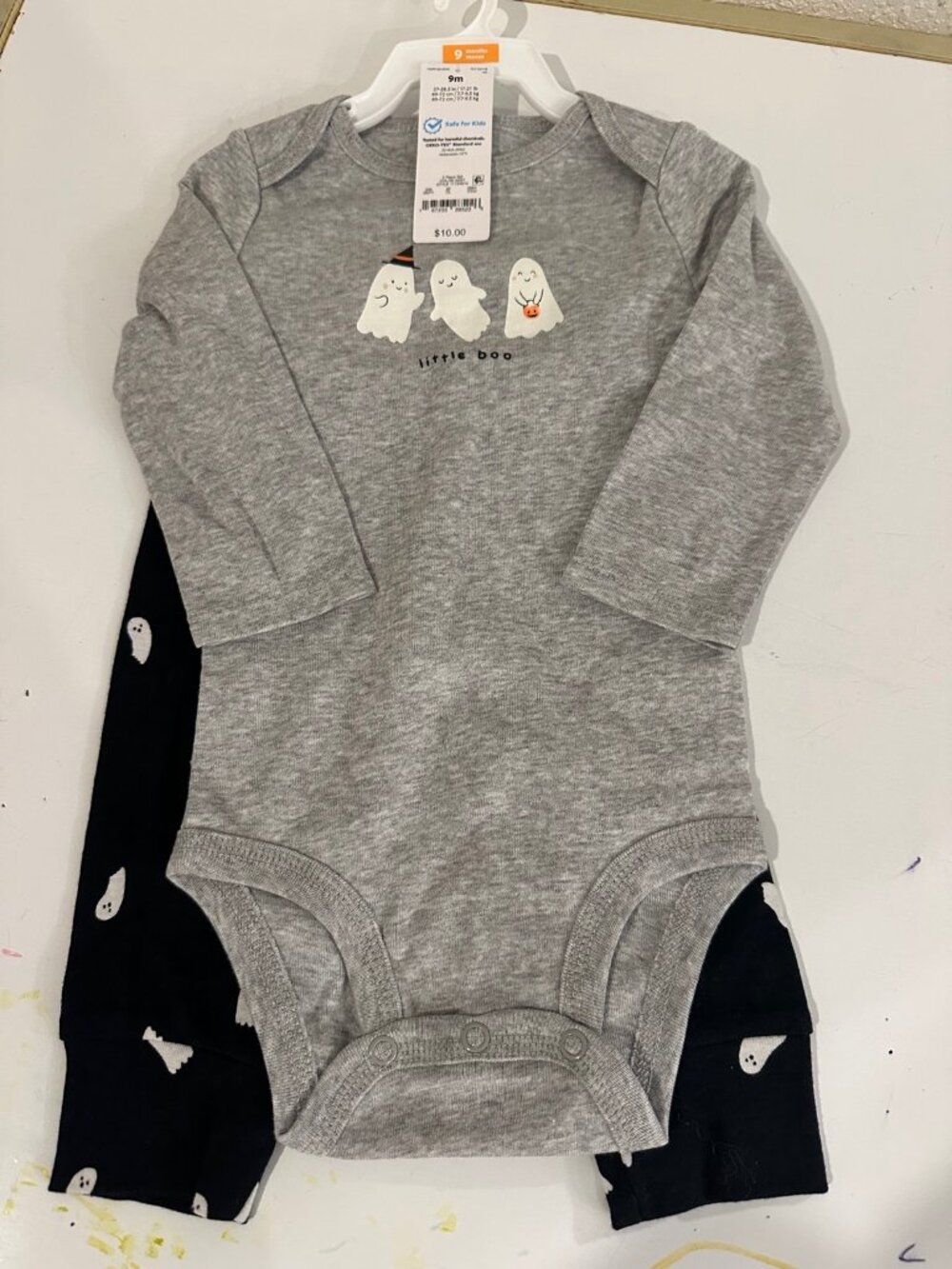 Carter's Halloween Outfit 9 Months Little Boo Ghost Bodysuit and Pants Set New
